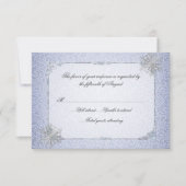 Crystal Blue Snowflake Weddenschapskaart RSVP Kaartje (Voorkant)