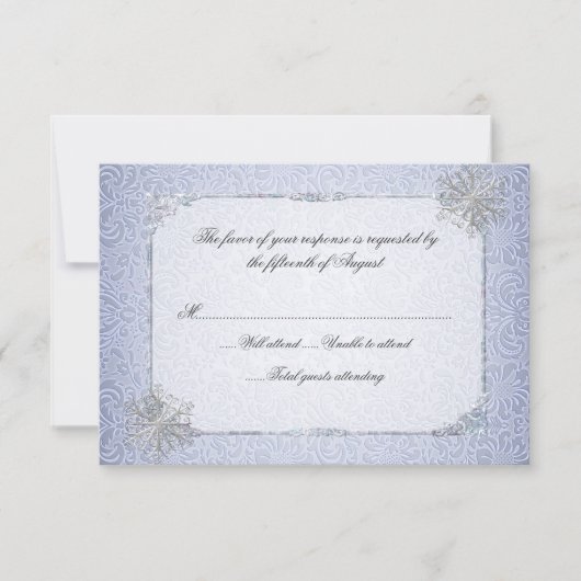 Crystal Blue Snowflake Weddenschapskaart RSVP Kaartje (Voorkant)