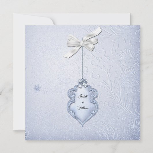 Crystal Blue Snowflakes Winter Weddenschap Kaart (Achterkant)