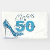 Crystal Blue Stiletto met edelstenen 50e verjaarda Spandoek (Horizontaal)