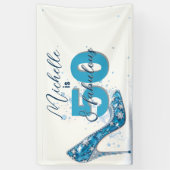 Crystal Blue Stiletto met edelstenen 50e verjaarda Spandoek (Verticaal)