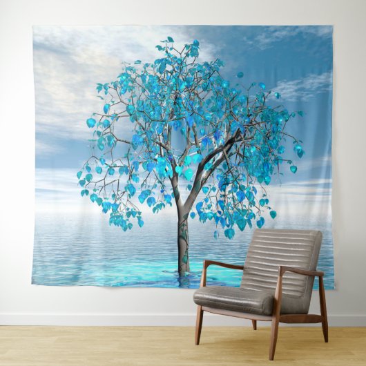 Crystal Blue Tree Wandkleed (In Situ (horizontaal))