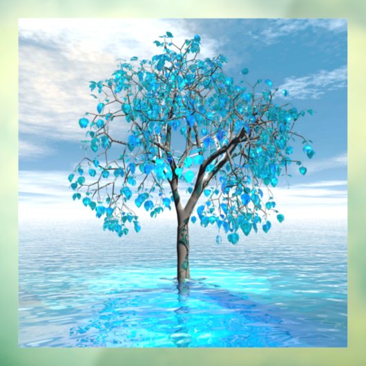 Crystal Blue Tree Window Cling Raamsticker (Vel 3)