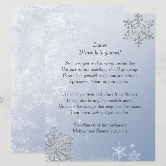 Crystal Blue Winter Snowflake Weddenmand (Voorkant / Achterkant)