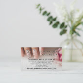 Crystal Blush Moderne Elegante Manicure Nail Salon Visitekaartje (Staand voorkant)