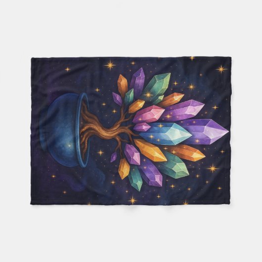 Crystal Bonsai Throw Blanket – Mystical Nature Art Fleece Deken (Voorkant (Horizontaal))