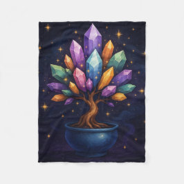 Crystal Bonsai Throw Blanket – Mystical Nature Art Fleece Deken