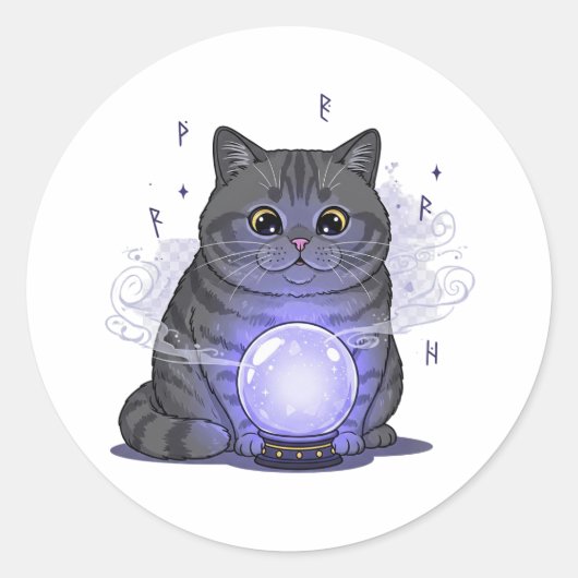 Crystal Brit – Britse Korthaar kat Halloween Ronde Sticker (Voorkant)