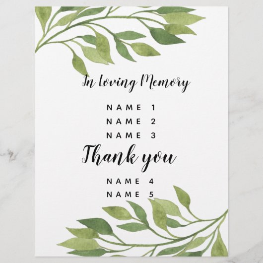 crystal bruiloft greenery bruiloft PROGRAMMA (Achterkant)