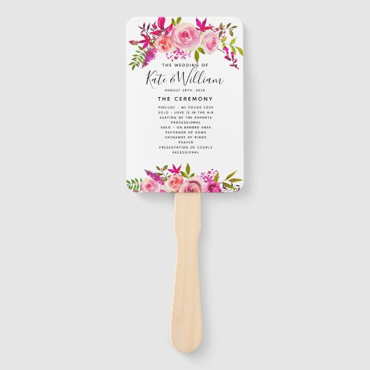 Crystal bruiloft HAND FANS programma volgorde van  Handwaaier (Voorkant)