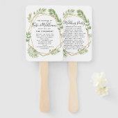 Crystal bruiloft HAND FANS programma volgorde van  Handwaaier (Voorkant en achterkant)