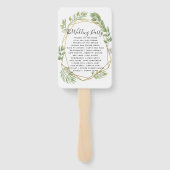 Crystal bruiloft HAND FANS programma volgorde van  Handwaaier (Achterkant)