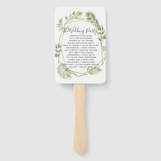 Crystal bruiloft HAND FANS programma volgorde van  Handwaaier (Achterkant)