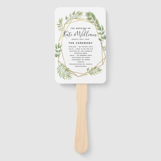 Crystal bruiloft HAND FANS programma volgorde van  Handwaaier (Voorkant)