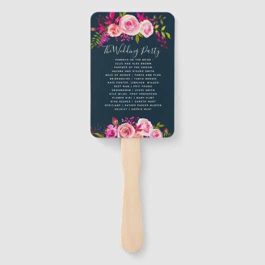 Crystal bruiloft HAND FANS programma volgorde van  Handwaaier (Achterkant)