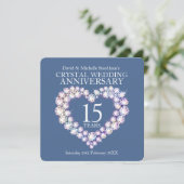 Crystal bruiloft hart 15 jaar feest kaart (Staand voorkant)
