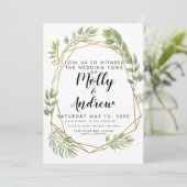 Crystal bruiloft nodig loof groen bruiloft uit kaart (Staand voorkant)