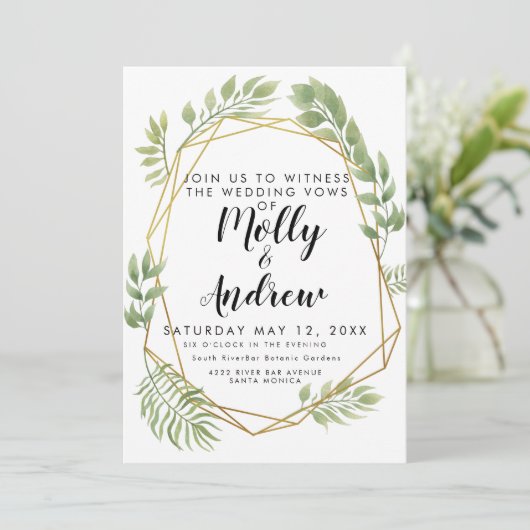 Crystal bruiloft nodig loof groen bruiloft uit kaart (Staand voorkant)