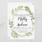 Crystal bruiloft nodig loof groen bruiloft uit kaart (Voorkant / Achterkant)