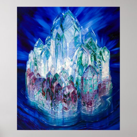 Crystal Castle in het Zee door Wenzel Hablik Poster (Voorkant)