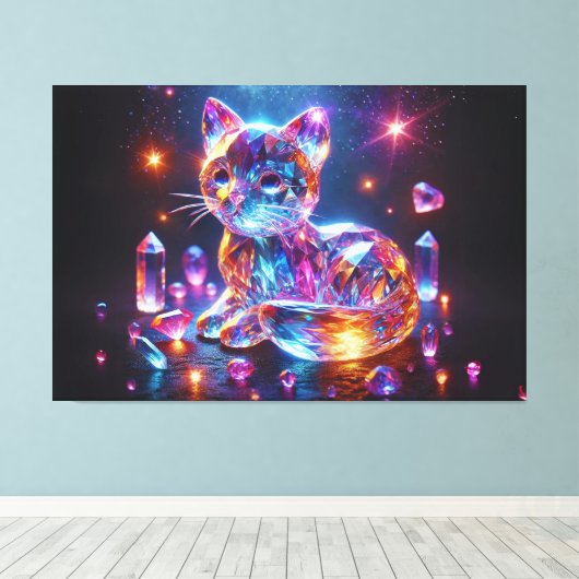 Crystal Cat Canvas Afdruk (Insitu (Houten vloer))