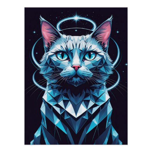 Crystal Cat geometrische vectorkunst Perfect Poster (Voorkant)