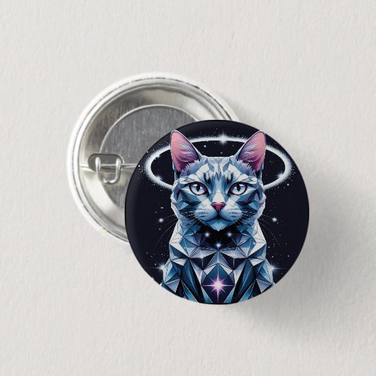Crystal Cat geometrische vectorkunst Ronde Button 3,2 Cm (Voorkant /achterkant)
