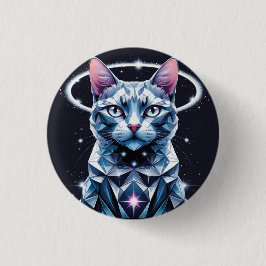 Crystal Cat geometrische vectorkunst Ronde Button 3,2 Cm