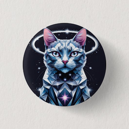 Crystal Cat geometrische vectorkunst Ronde Button 3,2 Cm (Voorkant)