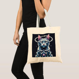 Crystal Cat geometrische vectorkunst Tote Bag