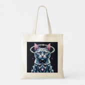 Crystal Cat geometrische vectorkunst Tote Bag (Achterkant)