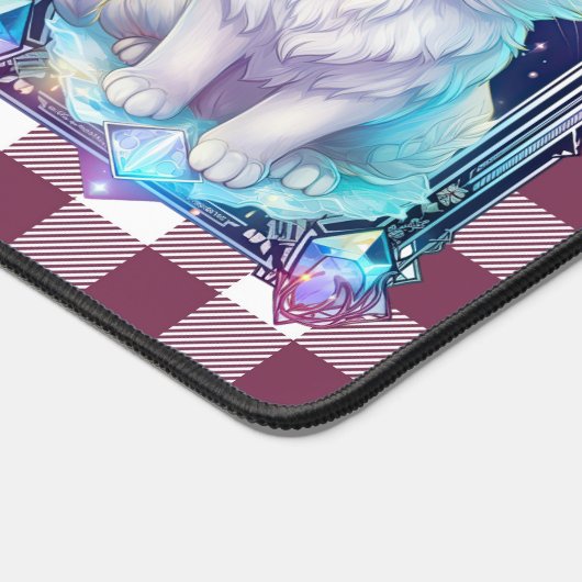 Crystal Cat Paarse zwart geruite schattige witte k Bureaumat (Hoek)