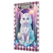 Crystal Cat Paarse zwart geruite schattige witte k Klembord (Links)