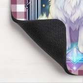 Crystal Cat Paarse zwart geruite schattige witte k Muismat (Hoek)