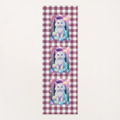 Crystal Cat Paarse zwart geruite schattige witte k Yogamat (Voorkant)