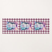 Crystal Cat Paarse zwart geruite schattige witte k Yogamat (Voorkant (horizontaal))