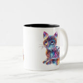Crystal Cat Tweekleurige Koffiemok (Voorkant rechts)