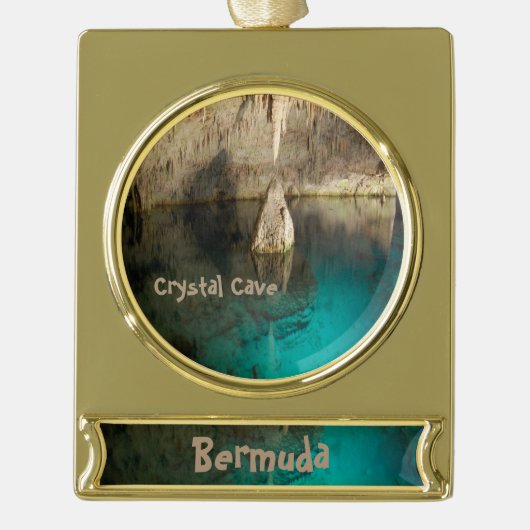 Crystal Cave, Bermuda Verguld Banner Ornament (Voorkant)