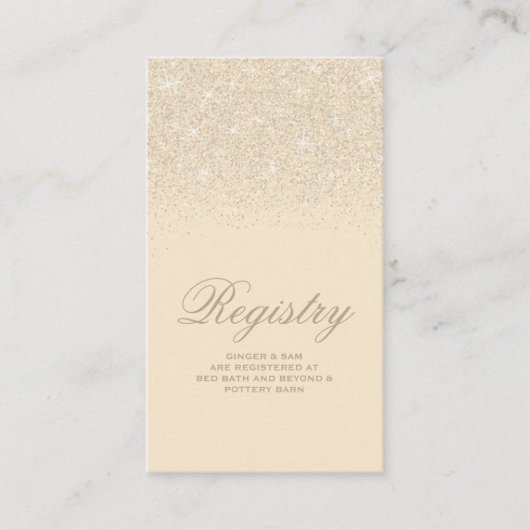 Crystal Champagne Glitter Wedding Registry Kaart (Voorkant)