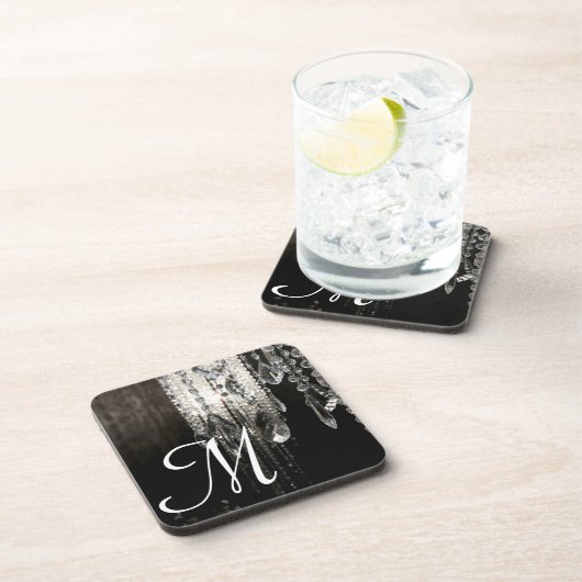 Crystal Chandelier Chic Gla Monogram Drink Onderze Onderzetter (Rechterzijde)
