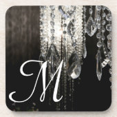 Crystal Chandelier Chic Gla Monogram Drink Onderze Onderzetter (Voorkant)
