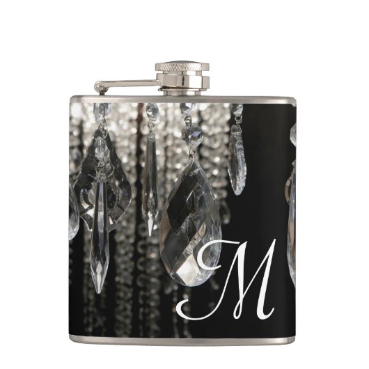 Crystal Chandelier Chic Gla Monogram Whiskey Flask Heupfles (Voorkant)