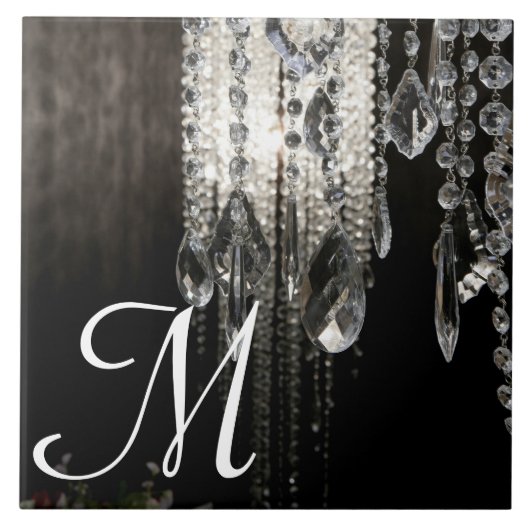 Crystal Chandelier Chic Glas Monogram Display Tege Tegeltje (Voorkant)