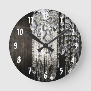 Crystal Chandelier Chic Glass Glitz Gla Wall Clock Ronde Klok