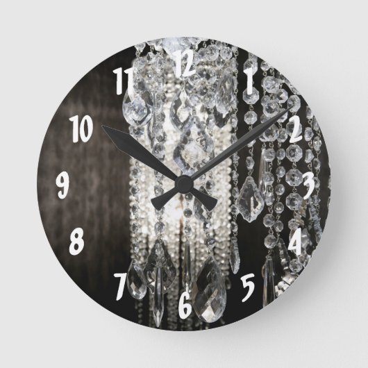 Crystal Chandelier Chic Glass Glitz Gla Wall Clock Ronde Klok (Voorkant)