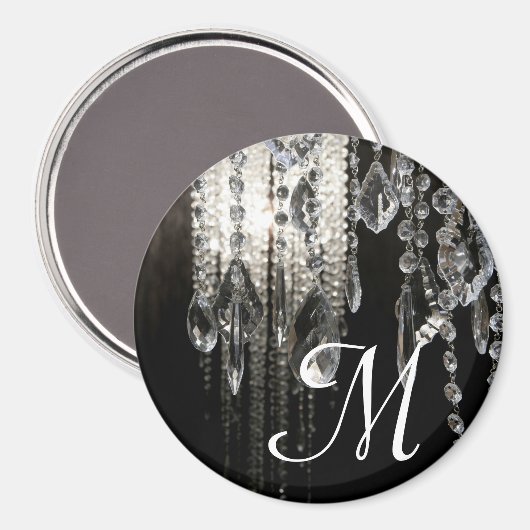 Crystal Chandelier Chic Monogram Initiaal Magnet (Voorkant / Achterkant)