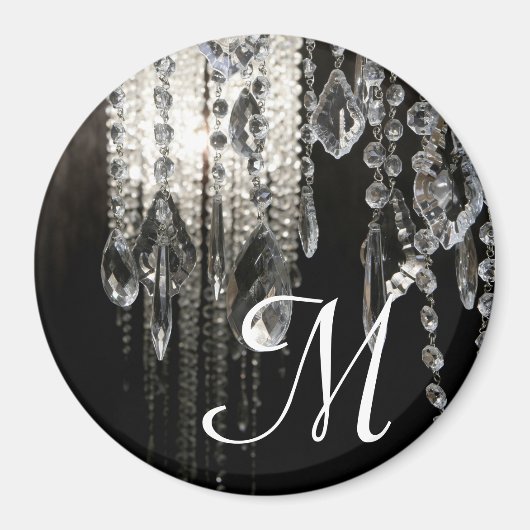Crystal Chandelier Chic Monogram Initiaal Magnet (Voorkant)