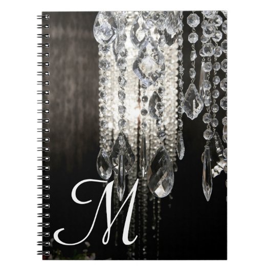 Crystal Chandelier Chic Monogram Initiaal Notitieb Notitieboek (Voorkant)