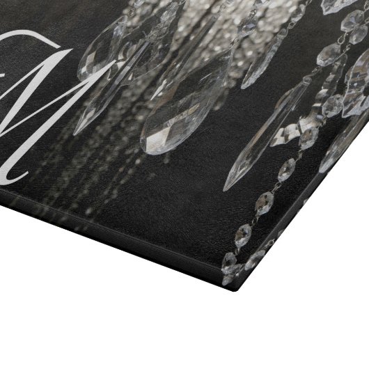 Crystal Chandelier Monogram Glass Cutting Board Snijplank (Hoek)
