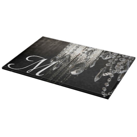Crystal Chandelier Monogram Glass Cutting Board Snijplank (Hoek)
